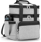 holuxer Insulated Lunch Bag & Lunch Box for Men - Double Deck Reusable Lunch Bag for Women Tote Cooler Bag Leakproof Soft Expandable - Large Lunchbox for Work/Adult/Picnic/Outdoor (Gray，15L)
