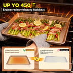 Professional Non-Stick Baking Sheets Set, 3-Piece Heavy Duty Carbon Steel Cookie Sheets with Oven Safe & Even Heating for Baking, Roasting, Cooking (Champagne Gold)