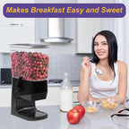 Cereal Dispenser Countertop, Dry Food Dispenser Snack Organizer, Slim Cereal Containers Storage Dispenser with Lids for Pantry, Kitchen Organization Oatmeal Nut Granola Candy, Black, 2pcs