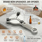 4-in-1 Adjustable Jar Opener for Weak Hands & Seniors — Ergonomic Non-Slip Handle, Multi-Size Lid Remover for Mason Jars, Bottles & Cans (Beige)