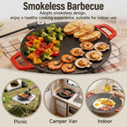 Non-Stick Electric Indoor Grill Pan, Large Round Electric Griddle & Smokeless Korean BBQ Grill Indoor - fast heating, portable, for burgers, pancakes & stovetop use (Extra Large)
