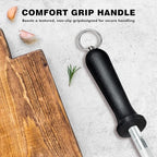 Knife Sharpener Rod, Kitchen Knives Sharpener Carbon Steel Professional Knife Sharpening Steel, Honing Rod with Hanging Holes (13 inches)