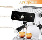 MAttinata Espresso Machine 20 Bar, Espresso Coffee Maker with Professional Milk Frother Steam Wand for Cappuccino & Latte, 60oz Removable Water Tank for Home，Stainless Steel