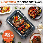Electric Grill, CUSIMAX Smokeless Indoor Grill & Griddle, Electric Korean BBQ Grill with Turbo Smoke Extractor & REPLACEABLE Filter Sponge, Smart LED Display, Larger Grilling Area, 1500W(New Model)