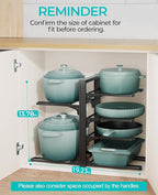 ORDORA 6-Tier Pots and Pans Organizer under Cabinet, Kitchen Cabinet Organizers and Storage, Heavy Duty Pots and Pan Storage Rack Organizer inside Cabinet, Adjustable Pot Rack