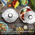 Ziliny Disposable Aluminum Pot with Lid Round Foil Pans Disposable Cookware Food Container for Vacation Trips Camping Baking Heating Cooking(12 Pcs,33.8, 67.6, 121.7 oz)