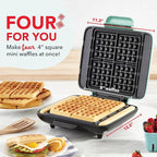 DASH No-Drip Waffle Maker: Waffle Iron 1200W + Waffle Maker Machine For Waffles, Hash Browns, or Any Breakfast, Lunch, & Snacks with Easy Clean, Non-Stick + Mess Free Sides - Aqua