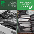 FULLHI 15pcs Japanese Knife Set with Magnetic Knife Block Holder, Japan Stainless Steel Blades, Ergonomic Handles for Professional and Home Cooking（Coffee wood, Magnetic Block Knife Set)