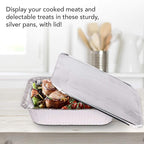 Stock Your Home Foil Pans with Lids - 9x13 Aluminum Pans with Covers - 20 Foil Pans and 20 Foil Lids - Disposable Food Containers Great for Baking, Cooking, Heating, Storing, Prepping Food Silver