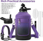 DYSANKY Insulated Water Bottle | Thickened Stainless Steel Vacuum Metal | Portable Sports Half Gallon Large Water Jug for Gym and Hiking with Straw, Carrier Bag, Handle Strap | BPA-Free 64 oz