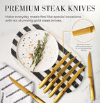STYLED SETTINGS White and Gold Knife Set with Block – 14-PC Full Tang Titanium-Coated Stainless Steel Gold Knives and White Knife Block with Built-In Sharpener – Luxury Kitchen Accessories