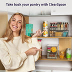 ClearSpace Pantry Organization and Storage Bins with Removable Dividers & Lids – Perfect Pantry Organizers or Kitchen Organization – Refrigerator Organizer Bins, Cabinet Organizers, 4 Pack