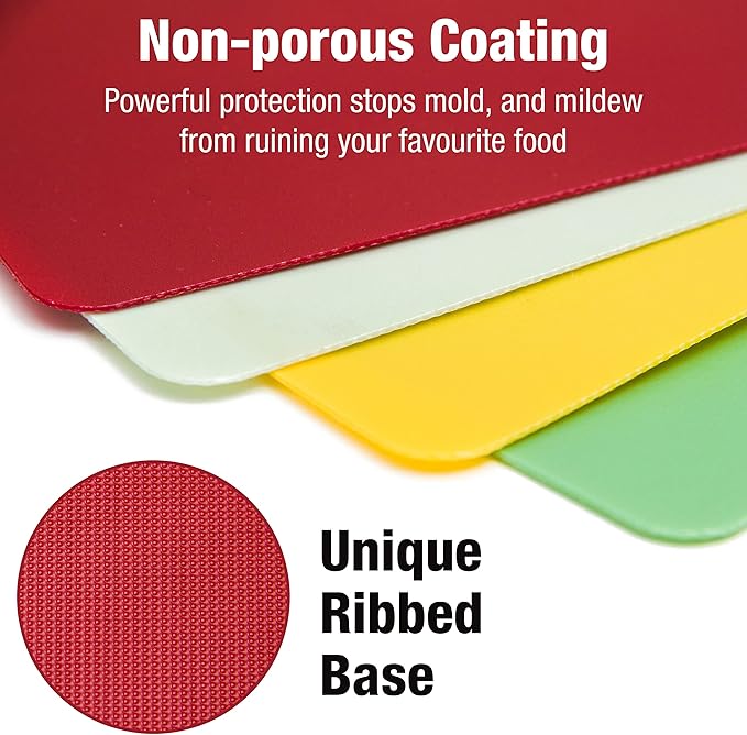 Eparé Extra Thick Flexible Folding Cutting Boards for Kitchen - Set of 4 Hangable & BPA Free Large Chopping & Cutting Mats for Cooking – Non Slip Cutting Sheets for Kitchen