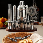 23-Piece Bartender Kit, Cocktail Shaker Set with Stand | Bar Set Drink Mixer Set with All Essential Bar Tools: Martini Shaker,Bar Mixer Spoon, Jigger, Strainer, Muddler, Pourers, for Home, Bar, Party