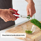 Misen Heavy Duty Kitchen Shears - Stainless Steel, Versatile and Easy Clean Scissors for Meat, Herbs and Veggies - Ambidextrous Comfort Handle - Professional Grade - Red
