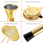 Homestia Cocktail Shaker Set, Bartending Kit: Weighted Boston Shaker Tin, Hawthorne Strainer, Jigger, Bar Spoon and Muddler, Professional Stainless Steel Bar Tool for Beginner (Gold)