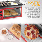 Nostalgia 3-in-1 Breakfast Station - Includes Coffee Maker, Non-Stick Griddle, and 4-Slice Toaster Oven - Versatile Breakfast Maker with Timer - Red