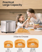 KOVIET 25-in-1 Bread Maker Machine with Automatic Dual Dispenser, 2LB Stainless Steel Breadmaker with Gluten-Free, Dough, Jam, Yogurt etc Settings, Silver