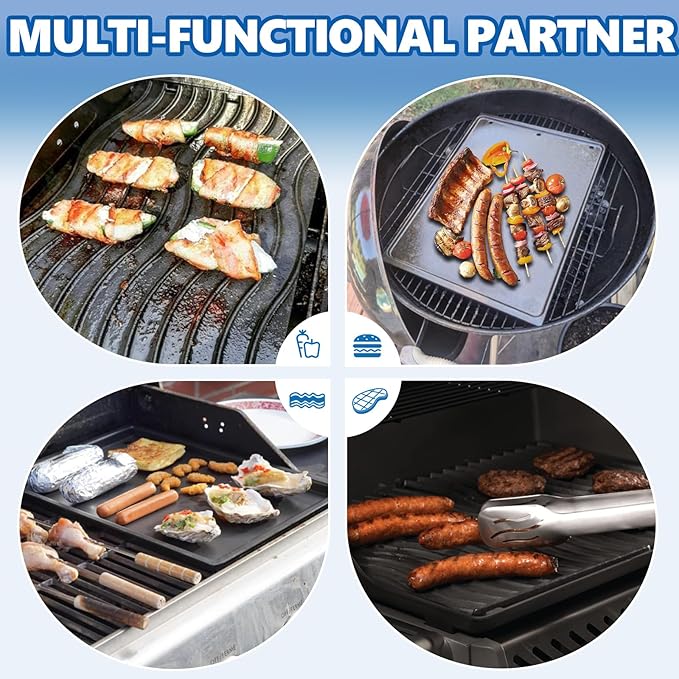 SafBbcue 56040 56041 Reversible Griddle Compatible with Charcoal/Gas Grills Napoleon Prestige 500 Pro 500 Parts Napoleon Built-In/LEX Series Grills, Compatible with Charbroil, Traeger, Pit Boss Grill
