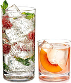 Elegant Acrylic Drinking Glasses [Set of 16] Attractive Clear Plastic Tumblers - Unbreakable Drinkware Set Ideal for Indoor and Outdoor - Kid Friendly
