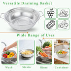 Colander Set of 3, Stainless Steel Micro-Perforated Colanders Strainers for Draining Rinsing Washing, Ideal for Pasta Vegetables Fruits, Heavy Duty & Dishwasher Safe