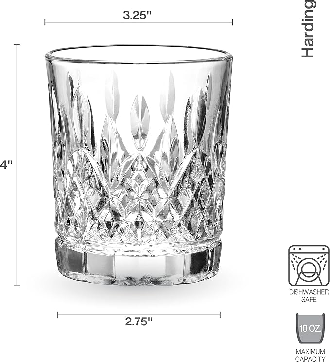 Mikasa Harding Double Old Fashioned Rocks Whiskey, Set of 4