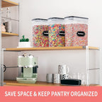 PRAKI Large Dry Food Storage Containers with Lids, 6PCS Airtight Cereal Containers Storage Set, Leak-proof Canister Set for Kitchen Pantry Organization with 20 Labels & Marker (4L Black)