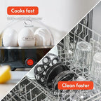 BELLA Egg Cooker, Rapid Boiler & Poacher, Meal Prep Essential, Family Sized Meals: Make Up To 7 Large Boiled Eggs, Dishwasher Safe Lid with Cool-Touch Handles, Poaching Tray Included, Black