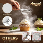 Anaeat Fine Mesh Strainers - Premium Stainless Steel Colander Sieve Sifters, with Durable Mesh and Sturdy Handle, Excellent for Sifting Dry ingredients, Flour, Pastas, Rice, Tea (9.45"）