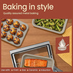 Bakken 4-Piece Bakeware Sets, Nonstick Carbon Steel Baking Sheet, Stackable Space-Saving Bakeware, Dishwasher Safe, Stain-resistant, PFOA, PFOS, & PTFE Free, Oven Safe Up To 450°F, White Marble