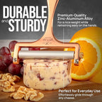 Zulay Adjustable Cheese Slicer - Wire Slicer for Mozzarella, Cheddar, Gouda - Heavy Duty With 2 Extra Wires (Rose Gold)