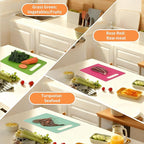 Luckyiren Cutting Board Set of 4, 11.4" x 7.5" x 0.1", Red Green Yellow White, Plastic Kitchen Cutting Boards with Juice Groove & Handle Hole, Lightweight & Dishwasher Safe