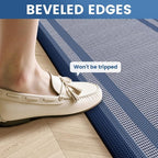 KitchenClouds [2 PCS Kitchen Rugs Cushioned Anti-Fatigue Kitchen Mats for Floor Waterproof Kitchen Rug Set Non-Slip Comfort Standing Mat for Office, Sink, Laundry 17.3"×29"+17.3"×47",Blue