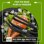 Fish Bone Pliers/Tweezers – Ergonomic Non-Slip Grip, Food-Grade Stainless Steel Deboner | Pin Bone Remover for Salmon, Trout & All Fish