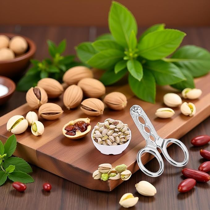 Silver Nuts Pistachio Sheller Opener Kitchen Tools Stainless Steel Nutcracker Multi-Function Walnut Pine Sheller Opener Nut Crackers Specialty Tools and Gadgets