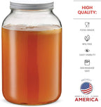 1 Gallon Glass Jar With Lid – 2 Pack Large Glass Jar With Airtight Metal Lids - USDA Approved BPA-Free Dishwasher Safe, Wide Mouth Sun Tea Jar, Gallon Mason Jar for Storage, Fermenting, And Brewing