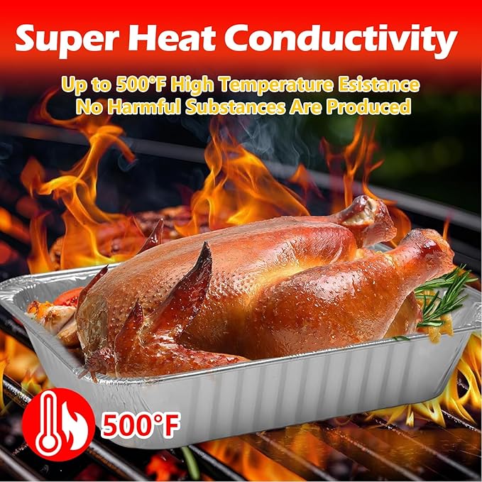 9x13 Aluminum Foil Pans with Lid, 10 Pack Disposable Trays Half Size Heavy Duty Tin Pans Deep Food Containers For Cooking, Meal Prep, Baking, Roasting, Chafing, Heating or Steam Table
