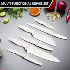 E-far Knife Set with Block, 15 Pieces Kitchen Knife Block Set with Sharpener, High Carbon Stainless Steel Sharp Chef Knife Set with Ergonomic Handles, Anti Rust, White