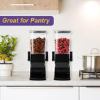 Cereal Dispenser Countertop, Dry Food Dispenser Snack Organizer, Slim Cereal Containers Storage Dispenser with Lids for Pantry, Kitchen Organization Oatmeal Nut Granola Candy, Black, 2pcs