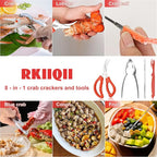 2026 Upgraded 20PCS Seafood Tool Set, Includes 6 Crab Leg Crackers, 6 Stainless Steel Crab Forks, 6 Lobster Shellers, 2 Seafood Scissors & Storage Bag, Nut Crackers for Crab Legs