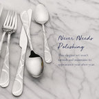 Pfaltzgraff Garland Frost 53-Piece Stainless Steel Flatware Serving Utensil Set and Steak Knives, Service for 8 (Pack of 2)