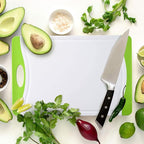 Neoflam 2 Piece Plastic Cutting Board Set, Microban Protection, Stain & Odor Free, Extra Large, BPA Free, Juice Groove, Non Slip, Dishwasher Safe, Easy Grip Handle, White Green