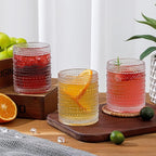 HomeVogue Hobnail Drinking Glasses Set of 12, 12oz & 15oz Vintage Glassware Set Cocktail Glass Set, Embossed Clear Water Tumbler,for Beer, Whiskey,Juice and Various Mixed Drinks (12 Pack-Clear)