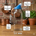 kitchentoolz Red 16oz Glass Salad Dressing Shaker – Dressing Container Glass Bottle with Silicone Non-Metal Lid for Homemade Sauces & Dressings