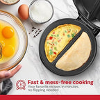 Holstein Housewares Stainless Steel 2 Section Omelet&Frittata Maker,Non Stick Coating,Easy To Clean,Indicator Lights,Compact Storage,Prepare Versatile Recipes in Minutes. 2 Portions,Black,(Pack of 6)