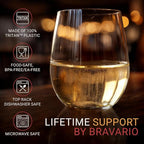 Bravario Unbreakable Stemless Plastic Wine Glasses | Reusable | Shatterproof 100% Tritan Plastic | Dishwasher-Safe | BPA-free | Awesome for Indoor & Outdoor | 20 oz, Set of 4