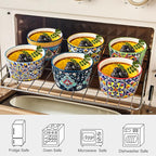 4 oz Ramekins Oven Safe for Creme Brulee – Porcelain Pudding & Custard Cups – Small Serving Bowls for Single-Serve Desserts, Dips & Sauces, Baking Ramekin Set of 6 – Bohemian Style