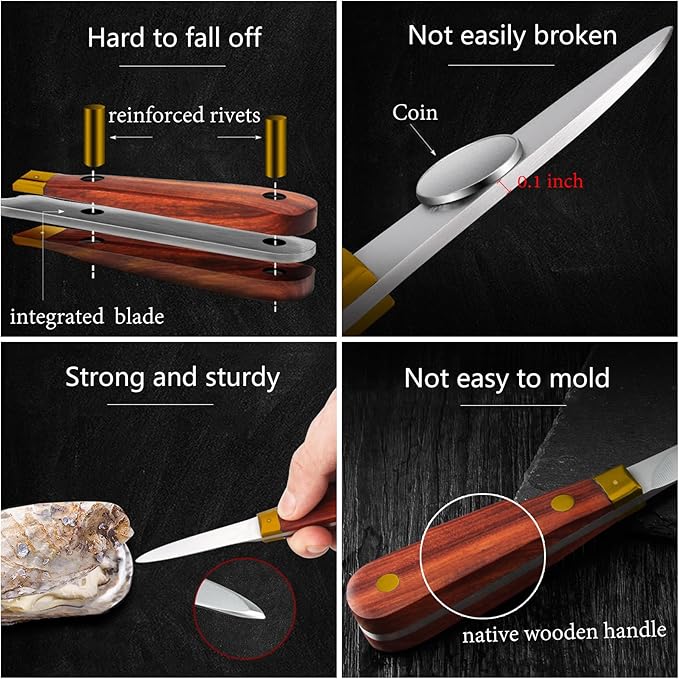 Oyster Shucking Knife,Oyster Knife,SPEENSUN Full Tang Not Easy to Break And Bend,More Secure with Oyster Shucking Glove ( 2Knife And 1Glove M )