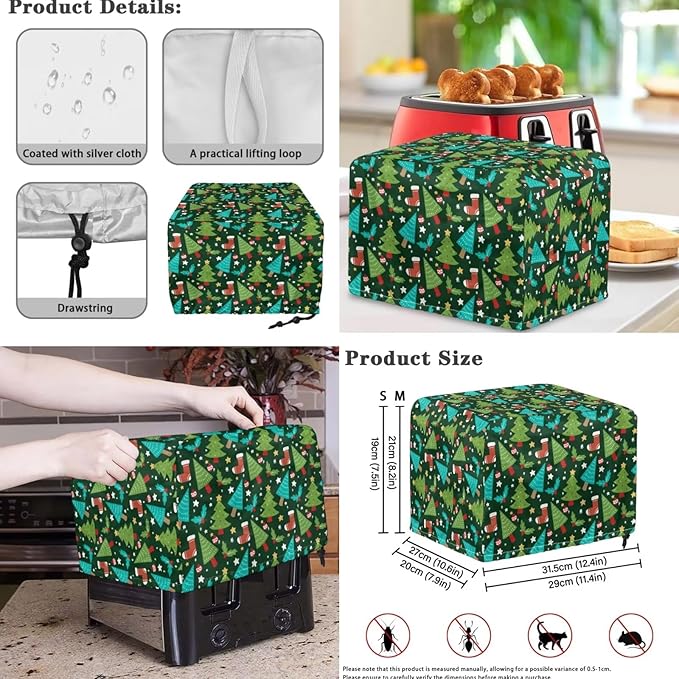 Christmas Tree Stocking Patterns Toaster Blender Slow Cooker Dust Covers Set Food Processor Covers Machine Washable Small Appliance Dust Cover Sets 3PCS