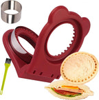 LEPCY Uncrustables Sandwich Maker Sealer Cutter, Crustless Sandwich Cutter, PB&J Uncrustable Maker - Color Dark Red, Round Shape
